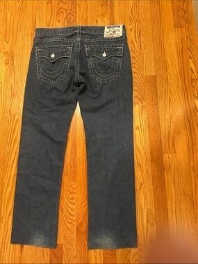 True Religion Indigo Back-Pocket Jeans with Signature Stitching